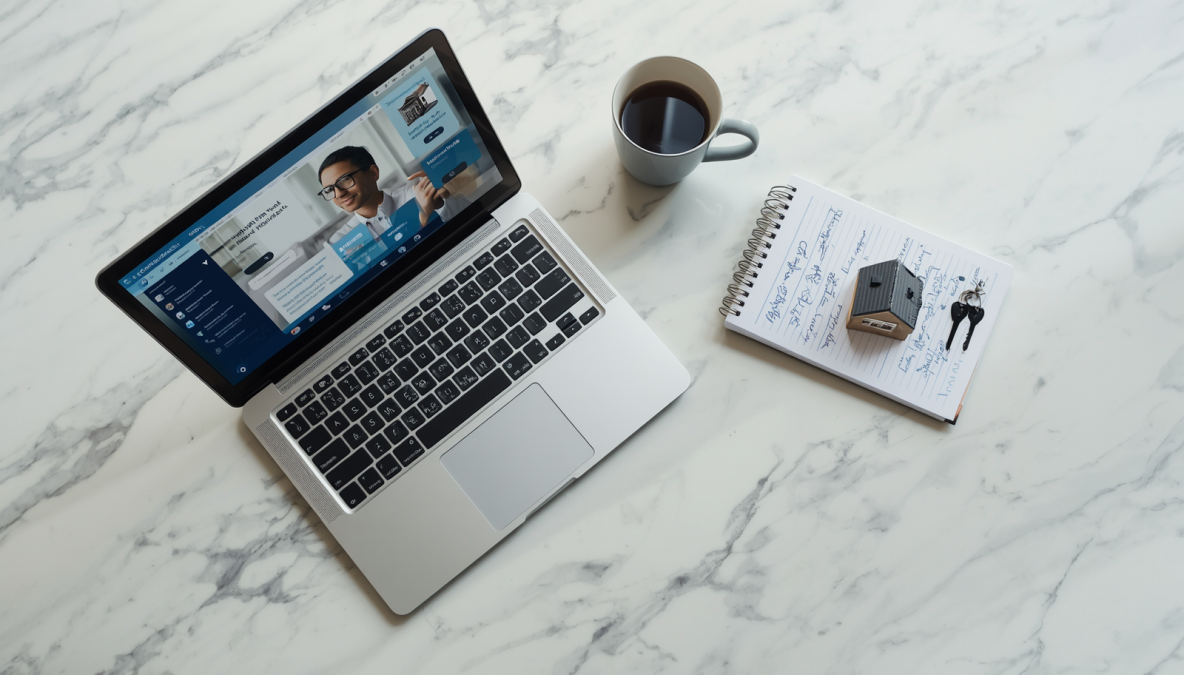 Real estate agent using AI tools on laptop to write listing descriptions and follow up with leads faster in